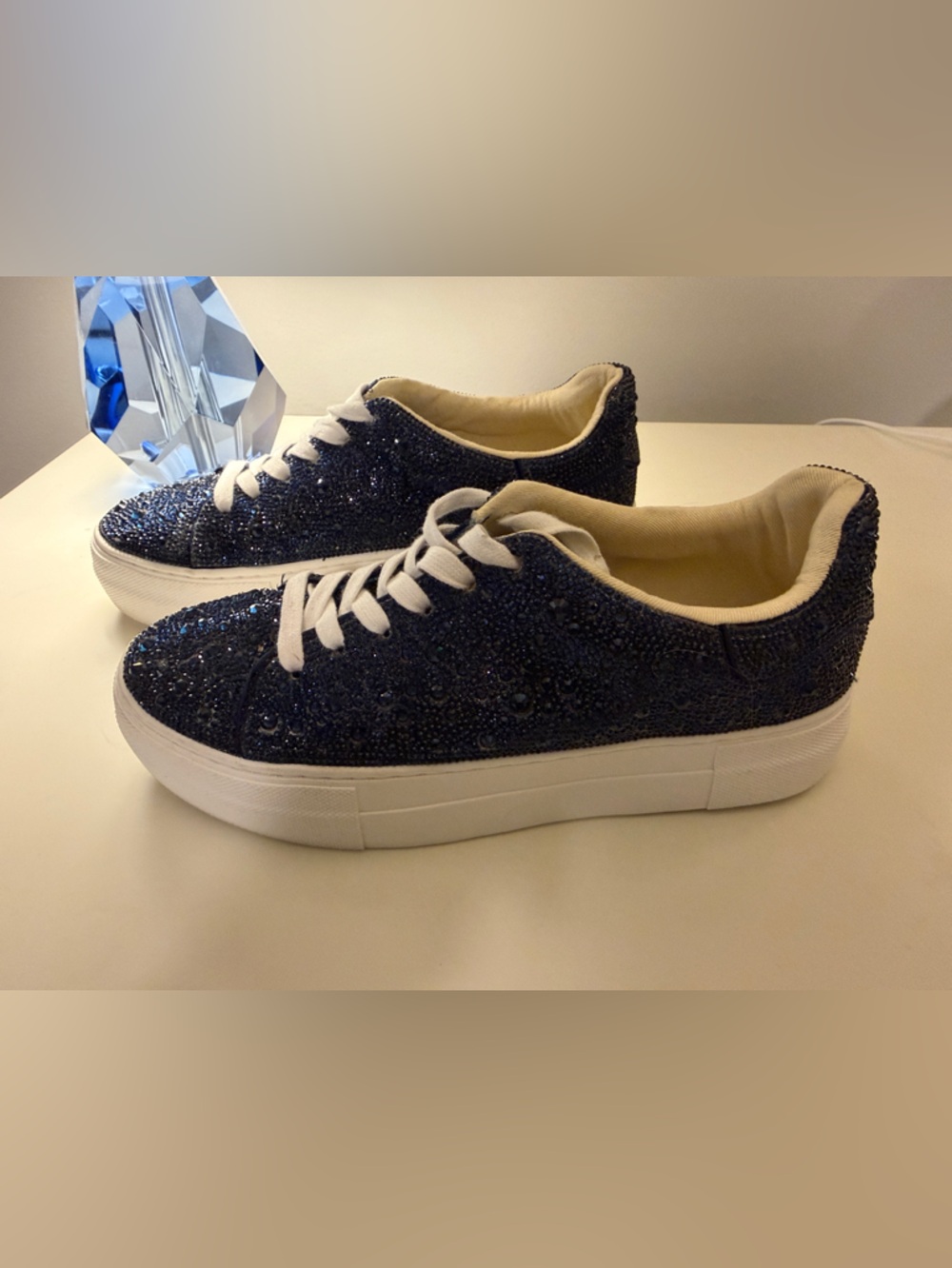 Betsey Johnson Navy Rhinestone Sneakers Size 7